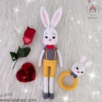تصویر ست عروسک بافتنی خرگوش و جغجغه ( کد 60244 ) 