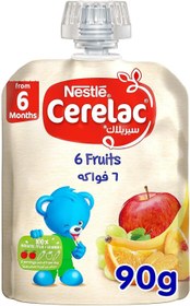 تصویر کیسه پوره میوه سرلاک نستله سرلاک 6 میوه 90 گرمی - ارسال 20 روز کاری Cerelac Nestle Cerelac Fruits Puree Pouch 6 Fruits 90g