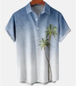 تصویر پیراهن مردانه چاپ آستین کوتاه پیراهن ساحلی تابستانی خیابانی سفید گاه به گاه، XL 