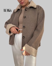 تصویر کت فوتر قهوه ای خز دار کد ۰۷۷ - سایز دو 