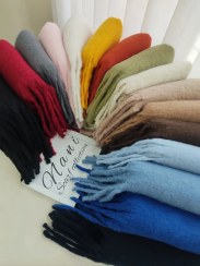 تصویر بیگ اسکارف پشمی ساده - قهوه ای 