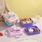 تصویر ظرف غذای استیل طرح پری دریایی و یونیکورن 