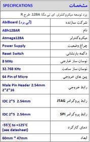 تصویر هدر برد و برد توسعه میکروکنترلر Atmega128A آبی برد ABh128AR 