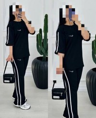 تصویر ست تیشرت شلوار لش مشکی پینترستی نایک زنانه Set tishert shalvare zanane pinteresti