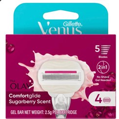 تصویر تیغ اصلاح 5 لبه بانوان ونوس Venus Comfortglide Sugarberry بسته 4 عددی 