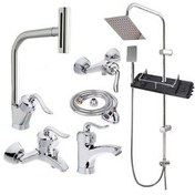 تصویر ست شیرآلات فراست پویا مدل آبشاری قاصدک چهارحالته مجموعه 6 عددی 