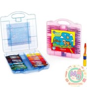 تصویر پاستل 24 رنگ جعبه طلقی آریا مداد شمعی 24 رنگ