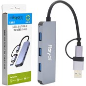 تصویر هاب 4 پورت USB-C مدل ROYAL RHC-20 ROYAL RHC-20 USB 3.0 HUB Type-C Adapter Multi-Port USB