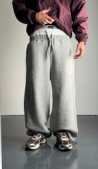 تصویر شلوار جاگر بگ پارچه گلکسی رنگ طوسی ملانژ | کپ خفن 2026 Galaxy Fabric Jogger Pants, Grey Melange | Cap Khafan 2026