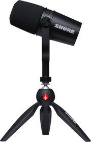 تصویر میکروفون مناسب پادکست و استریم Shure مدل MV7. دارای خروجی هدفون، USB و XLR - سیاه رنگ Shure MV7 USB Microphone for Podcasting, Recording, Live Streaming & Gaming, Built-in Headphone Output, All Metal USB/XLR Dynamic Mic, Voice-Isolating Technology, TeamSpeak & Zoom Certified – Black