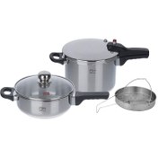 تصویر زودپز پارس استیل دوقلو 3 و 6 لیتری با درب پیرکس ا Pars Steel Pressure Cooker 3-6 L Pars Steel Pressure Cooker 3-6 L