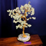 تصویر درخت زندگی اونتورین سبز با پایه عقیق سلیمانی و شجر 