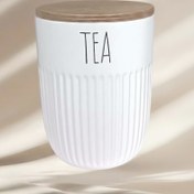 تصویر بانکه سرامیکی شیاردار با درب بامبو چای، قهوه - coffee 
