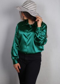 تصویر شومیز ساتن سبز 