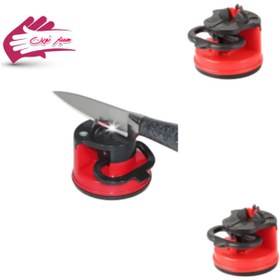 تصویر چاقو تیز کن - پلاستیک / قرمز Knife asharpener witht suction pad