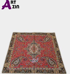 تصویر رومیزی ترمه پنج تکه یزد ابریشم ۵ رنگ طرح سالار قرمز کد: ۱۶۰۳ 