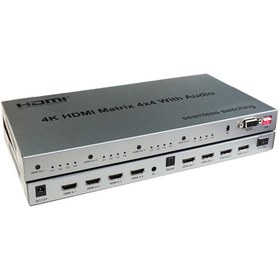 تصویر ماتریکس 4 در 4 HDMI کی نت K-M44 + ریموت کنترل K-net K-M44 HDMI 4*4Port Matrix