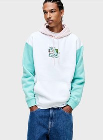 تصویر هودی آزاد با طراحی رنگی چندگانه برند H&M Color Block Relaxed Fit Hoodie