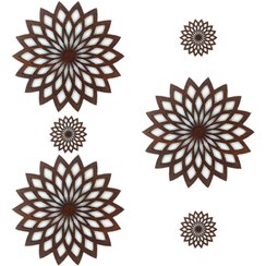 تصویر ست زیر بشقابی و زیر لیوانی اسلیمی گرد مجموعه 6 عددی مدل D180 