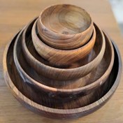 تصویر پیاله و کاسه چوبی خمره ای گردو در قطرهای مختلف Walnut wooden bowls