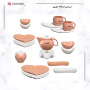 تصویر ست صبحانه خوری 17 پارچه آی سرام طرح ریتا مدل 4025 - گلبهی 