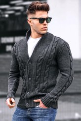 تصویر ژاکت مردانه بافتنی مدمکست مدل 9053 رنگ قهوه ای 