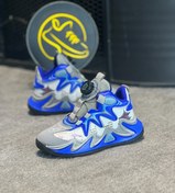 تصویر کفش کتانی بچه گانه نیو جردن دیسکی سایز ۳۲ تا ۳۶ رنگ مشکی، سفید و آبی 