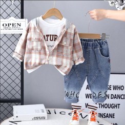 تصویر ست سه تیکه پسرانه طرح چهارخونه 