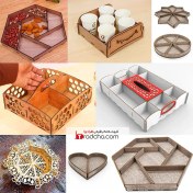 تصویر سینی پذیرایی ۱۷ عددی چوبی کد ۱۰۸۳ 