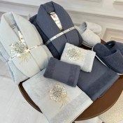 تصویر ست حوله دو نفره عروس و داماد کارینا مدل ویولت - گلدن 