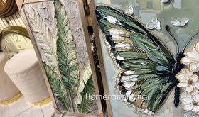 تصویر تابلو تکسچر سه تیکه برجسته پروانه 