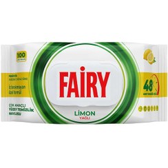 تصویر دستمال مرطوب چند منظوره فیری رایحه لیمو بسته ۱۰۰ عددی 