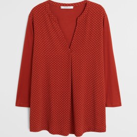 تصویر تی شرت آستین بلند زنانه قرمز برند mango 53057666 Kadın Bordo T-Shirt 53057666