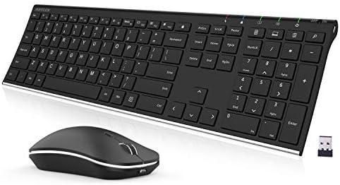 J JOYACCESS Rechargeable Wireless Keyboard Mouse, Compact Slim Wireless  Keyboard and Mouse Combo, Sleek Design and High Precision 2400 DPI for PC