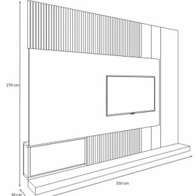 تصویر تی وی وال دکو سرو، مدل وقار - طول ۳۵۰، عرض ۳۰، ارتفاع ۲۷۰ / ترکیب 