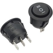 تصویر کلید راکر گرد سه پایه سه حالته قطر 19 میلی متر Rocker Switch