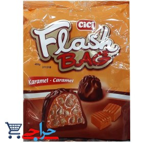 تصویر شکلات با طعم کارامل برند سی سی 450 گرمی CiCi Flash Bag Caramel Flavour Chocolate 