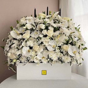 تصویر گل ترحیم تم سفید بزرگ کد 27 