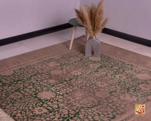 تصویر فرش وینتیج HR 165 زمینه نسکافه‌ای سبز ۷۰۰ شانه 