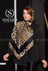 تصویر روسری ساتن دست دوز - پلنگی 