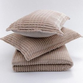 تصویر ست پتوی ۳ تکه مدرن رنگ بژ برند merinos Modern Line 3 Piece Blanket Set Beige Set.