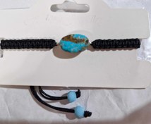 تصویر دستبند فیروزه مکرومه بافی آسانسوری کد ۸۵۳ 