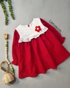 تصویر پیراهن نوزادی دخترونه یلدایی قرمز - سایز 18_24 ماه:قد پیراهن 46 | پهنا 33 