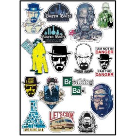 تصویر استیکر لپ تاپ و موبایل استیکریا طرح سریالی بریکینگ بد کد ImdbSt5007 مجموعه 16 عددی Breaking Bad Sticker Pack Code ImdbSt5007