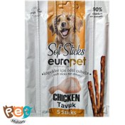 تصویر تشویقی مدادی سگ یوروپت با طعم مرغ Europet soft sticks with chicken بسته ۵ عددی 