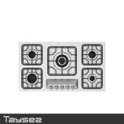 تصویر اجاق گاز صفحه ای استیل تایسز 5 شعله مدل TBS5-1806 Taysez 5 burner gas stove model TBS5-1806