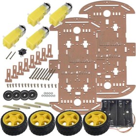 تصویر سازه رباتیک دوطبقه چهار چرخ مهندسیکا با موتورگیربکسدارمدل ۴W20 