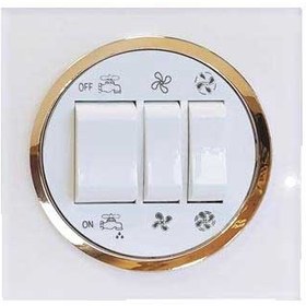 تصویر کلید پریز آوا پلکسی سفید زه طلائی / کلید کولر(مکانیزم +قاب+زه) 