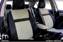 تصویر روکش صندلی تویوتا کرولا ۲۰۱۴ تا ۲۰۱۷ چرم رنگ مشکی و کرم 