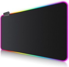 تصویر موس گیمینگ تشت RGB موس پد 900 x 400 میلی متر XXL فوق العاده بزرگ ماوس گیمینگ مات بزرگ با 14 حالت روشنایی 7 رنگ LED ضد آب ضد لغزش برای کامپیوتر صفحه کلید لپ تاپ کامپیوتر گیمرهای حرفه ای مشکی - ارسال 20 روز کاری Gaming Mouse Mat RGB Mouse Pad 900 x 400 mm XXL Extra Large Gaming Mouse Mat Large with 14 Lighting Modes 7 LED Colours Waterproof Non-Slip for Computer PC Laptop Keyboard Professional Gamers Black